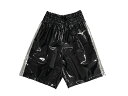 ミズノボクシングトランクス 黒(エナメル)×メタルシルバー レギュラー丈