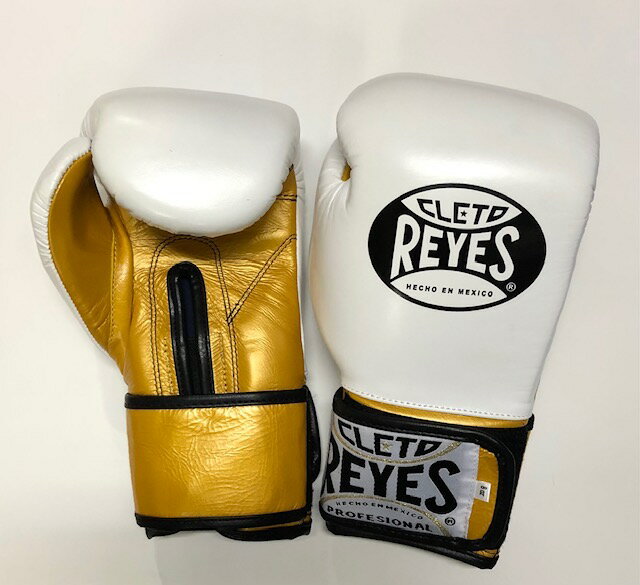 【期間限定10倍ポイント・アメリカ屋限定品・キーホルダー付】8 オンス ホワイト x ゴールド レイジェスボクシンググローブマジックテープ式ベルクロ