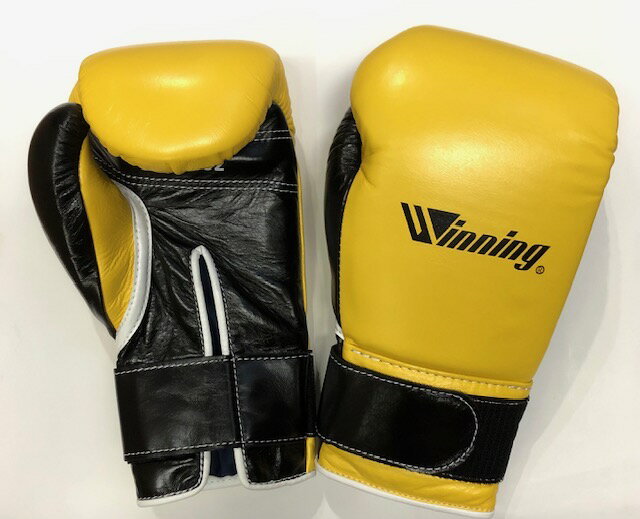 【For individual fighters in JAPAN only】WINNING boxing gloves MS-400B 12oz Velcro in Yellow x Black with special LOGO ウイニング練習用　ボクシング　グローブマジックテープ式12オンス（プロタイプ）イエロー x ブラック 特別ロゴ