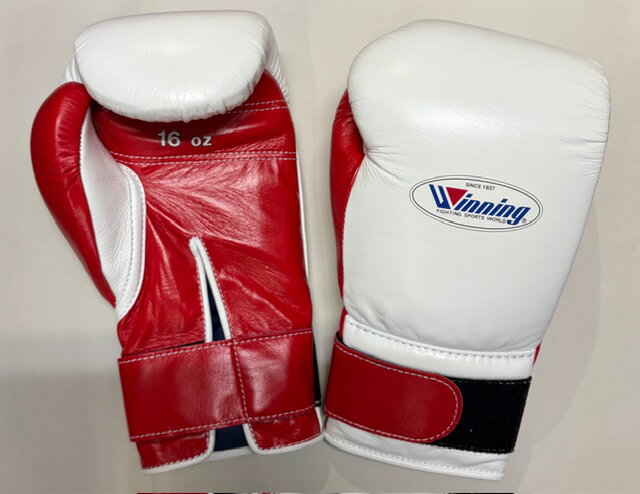 【For individual fighters in JAPAN only】WINNING boxing gloves MS-600B 16oz Velcro in White x Red ウイニング練習用　ボクシング　グローブひも式16オンス（プロタイプ）ホワイト x レッド（楽天・アメリカ屋スポーツ）
