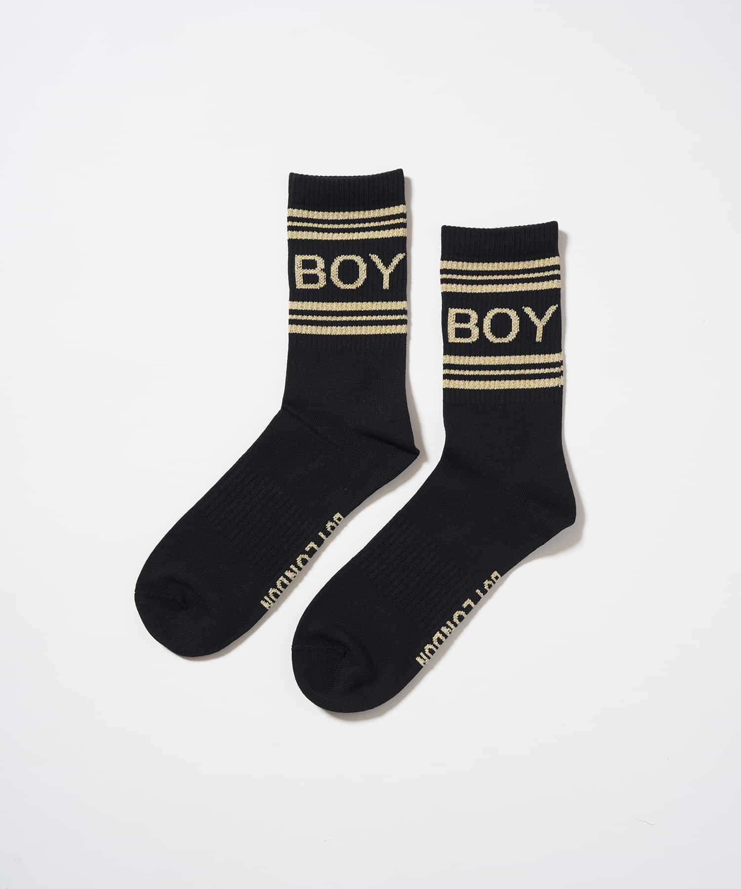【 BOY LONDON 】BOY LOGO REGULAR SOCKS BLACK/GOLD