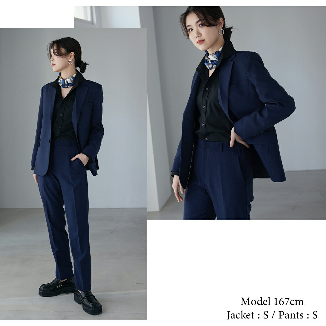 くびれのないスーツ ボーイッシュ ジェンダーレス 韓国ファッション 結婚式 男装 大きいサイズ デイリースーツ オールシーズン 低身長 リクルートスーツ ビジネススーツ 中性 Original スーツ レディース ネイビー 紺 Boyshe Basic Suit ボーイッシュスーツ メンズライク