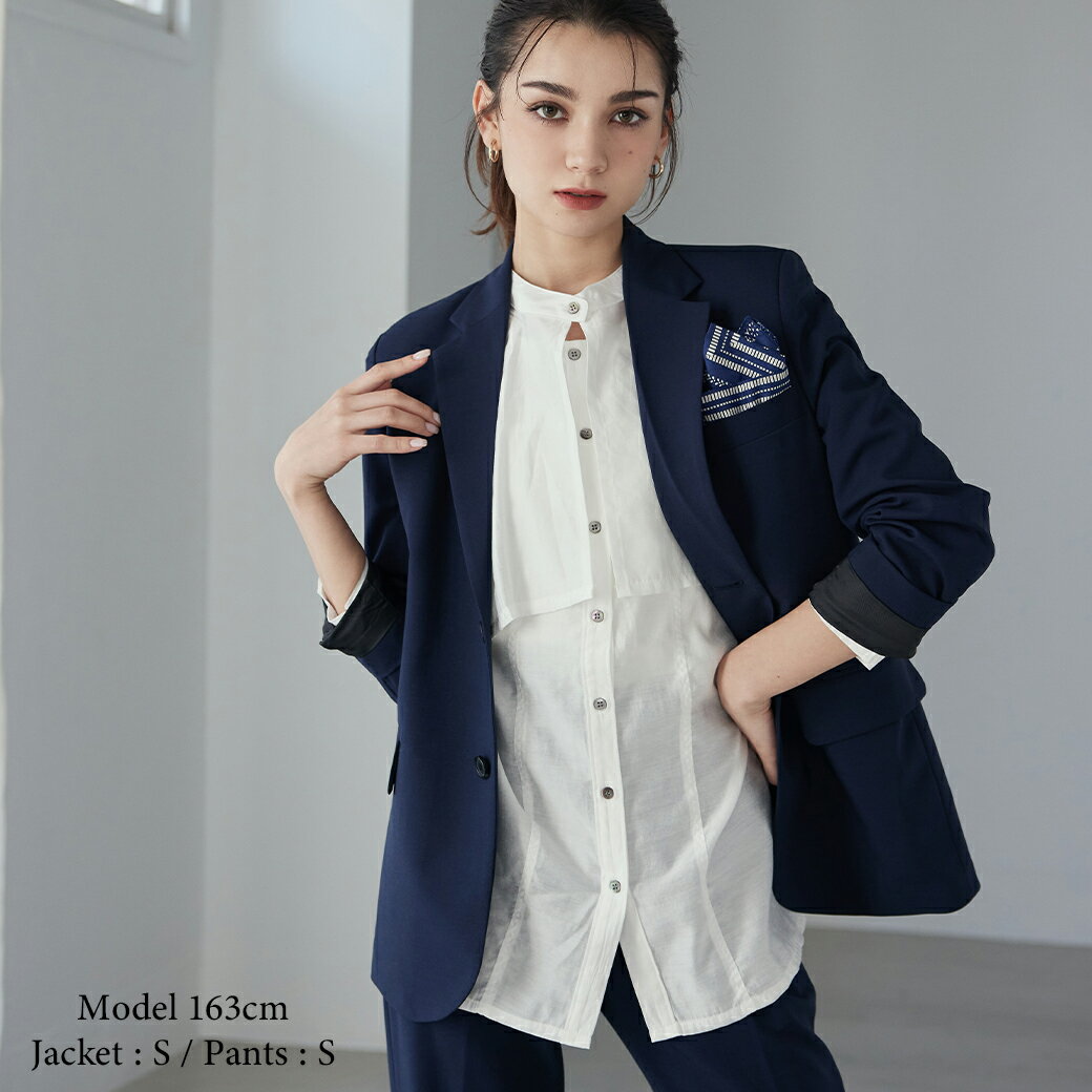 くびれのないスーツ ボーイッシュ ジェンダーレス 韓国ファッション 結婚式 男装 大きいサイズ デイリースーツ オールシーズン 低身長 リクルートスーツ ビジネススーツ 中性 Original スーツ レディース ネイビー 紺 Boyshe Basic Suit ボーイッシュスーツ メンズライク