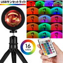 送料無料 !(メール便) 撮影用ライト USB 卓上ライト 夕日ライト リモコン付き サンセットライト 16色 LEDライト プロジェクターライト 自撮り 撮影...