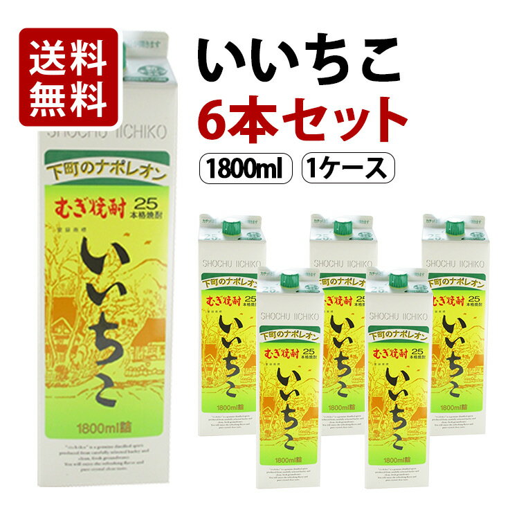 【送料無料】いいちこパック 麦焼酎 25度 6本セット（1ケース） 1800ml