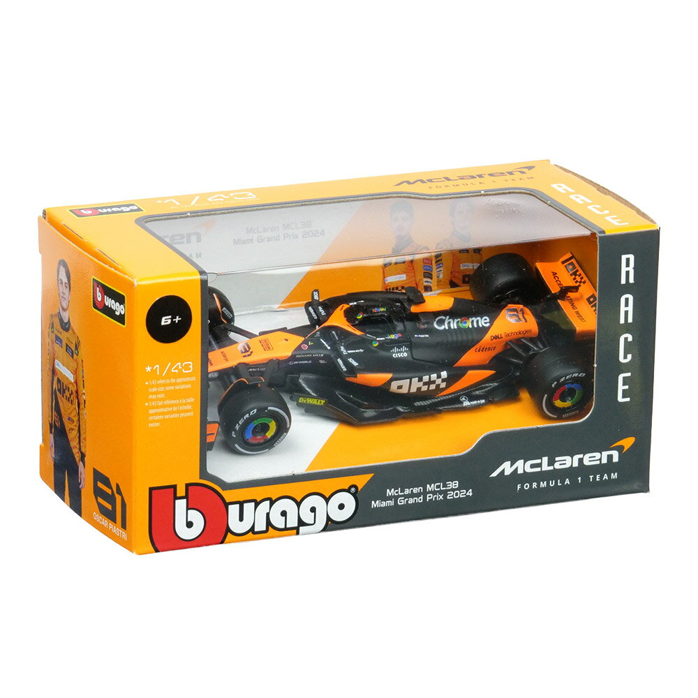 Bburago 1/43スケール マクラーレン F1 チーム MCL38 マイアミGP 2024 # ...