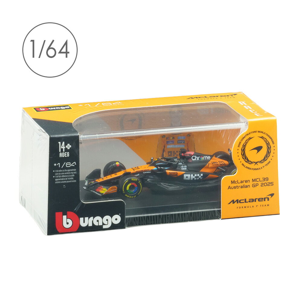 Rakuten - Bburago 1/64スケール マクラーレン F1チーム MCL39 2025 オーストラリアGP #81 O.ピアストリ クリアケース/ドライバー無 BUR58007P
