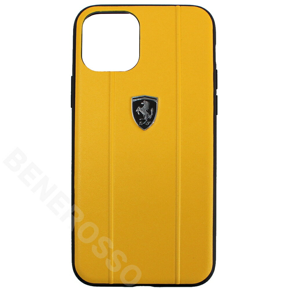 樂天商城 - フェラーリ iPhone11 Pro OFF TRACK メタルロゴ レザー ハードケース イエロー FEO3DMHCN58YE