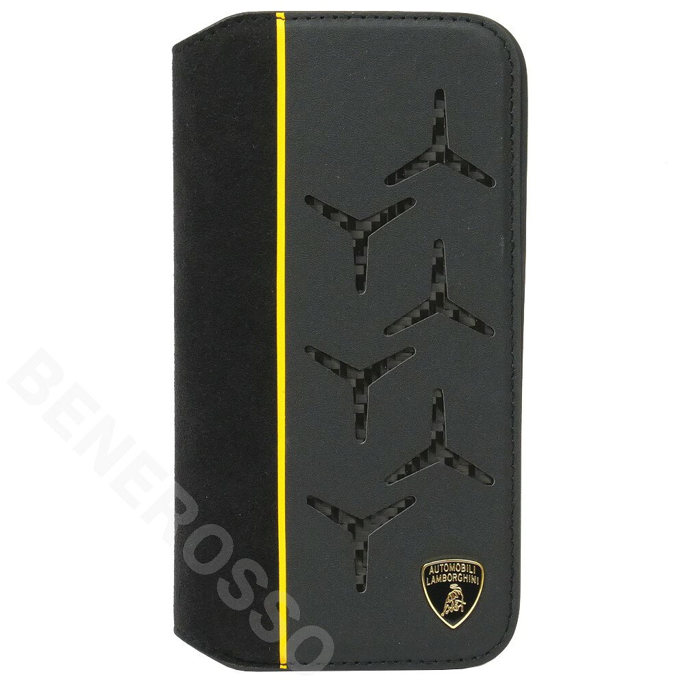 樂天商城 - ランボルギーニ iPhone14Pro レザー ブックタイプケース アヴェンタドール D12 イエロー LB-TPUFCIP14P-AV/D12-YW