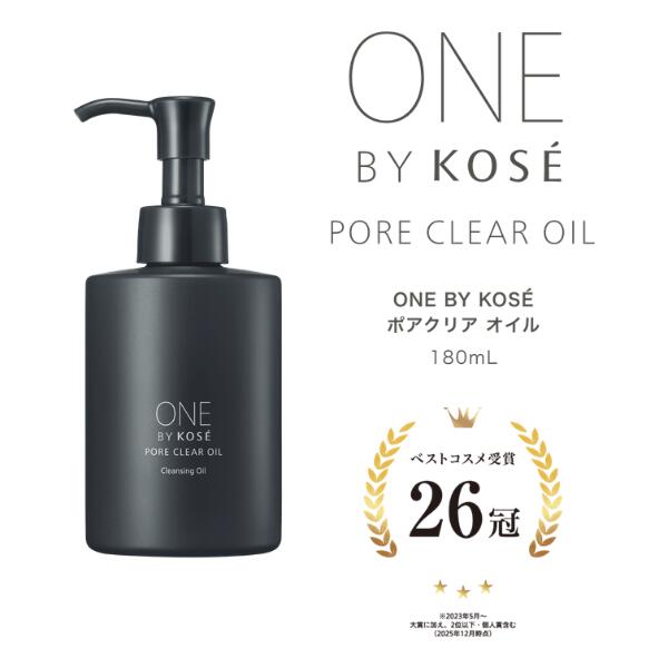【製品特徴】 ポアクリア オイル 頑固な毛穴角栓を溶解 うるおいを守り、毛穴汚れもメイクも劇落ち 【使用上の注意】 ●頭皮やお肌に異常が生じていないかよく注意して使用して下さい。頭皮やお肌に合わない時、即ち次のような場合には、使用を中止して下さい。そのまま使用を続けますと、症状を悪化させることがありますので、皮膚科専門医等にご相談されることをおすすめします。 　(1)使用中、赤み、はれ、かゆみ、刺激、色抜け（白斑等）や黒ずみ等の異常があらわれた場合 　(2) 使用した頭皮やお肌に直射日光があたって上記のような異常があらわれた場合 ●傷やはれもの、湿疹等、異常のある部位にはお使いにならないで下さい。 ●目に入った時は、直ちに洗い流して下さい。目に異物感が残る場合は、眼科医にご相談下さい。 ●乳幼児の手の届かないところに保管して下さい。 商品名 ONE BY KOSE ポアクリア オイル メーカー名 コーセー ブランド名 ONE BY KOSE ラインアップ名 ONE BY KOSE 内容量 180ml JAN コード 4971710561395 配合成分 エチルヘキサン酸セチル・ミネラルオイル・ジカプリン酸ポリグリセリル－6・パルミチン酸エチルヘキシル・水添ポリデセン・ジカプリン酸PG・イソノナン酸イソトリデシル・水・水添ポリイソブテン・ジオレイン酸ポリグリセリル－10・デシルテトラデカノール・ミリスチン酸イソプロピル・グリセリン・アボカド油・トコフェロール・ホホバ種子油・BHT・DPG・シクロヘキサン－1，4－ジカルボン酸ビスエトキシジグリコール・ジイソステアリン酸ポリグリセリル－2・スクワラン・ステアリン酸ポリグリセリル－10・水酸化Na・フェノキシエタノール・香料
