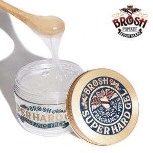 【製品特徴】 BROSH SUPER HARD GELの無香料タイプ。 BROSH SUPER HARD GELの、セット力/ホールド力はそのままに、香りを気にされる方々でも様々なシーンにてお使い頂けます。 伸びが良く、手に取った時の質感やスタイリング後の艶が魅力です。 1日キープできるホールド力がありながら、シャンプーで簡単に洗い流せる使い勝手の良さを実現しました。 また、無香料ポマードと併せて使用することで、 セット力・持続力を向上させることができるようになりました。 【使用上の注意】 ●頭皮やお肌に異常が生じていないかよく注意して使用して下さい。頭皮やお肌に合わない時、即ち次のような場合には、使用を中止して下さい。そのまま使用を続けますと、症状を悪化させることがありますので、皮膚科専門医等にご相談されることをおすすめします。 　(1)使用中、赤み、はれ、かゆみ、刺激、色抜け（白斑等）や黒ずみ等の異常があらわれた場合 　(2) 使用した頭皮やお肌に直射日光があたって上記のような異常があらわれた場合 ●傷やはれもの、湿疹等、異常のある部位にはお使いにならないで下さい。 ●目に入った時は、直ちに洗い流して下さい。目に異物感が残る場合は、眼科医にご相談下さい。 ●乳幼児の手の届かないところに保管して下さい。 商品名 BROSH スーパーハードジェルフレグランスフリー メーカー名 BROSH株式会社 ブランド名 BROSH ラインアップ名 BROSH 内容量 200g JAN コード 4589410210255 配合成分 水、セテアレス-25、グリセリン、PEG-7グリセリルココエート、PG、PEG-40水添ヒマシ油、PVP、PEG-8ミツロウ、シメチコン、1,2ヘキサンジオール、カプリリルグリコール、フェノキシエタノール、メチルパラベン、青1 当店のオリジナルポマード「MALIBU POMADE」おすすめです！ 日本人の髪質に合わせた程よい粘りとセット力がありながら、バリバリにキメ過ぎないしなやかさもあるため 定番のFADEスタイルはもちろん、ミディアムレングスにもツヤを出しながら気軽にセットを楽しめます。 水溶性なのでシャンプーで簡単にリフレッシュできます！ 香りも大人気！ぜひこの機会にご検討ください！ セット力　★★★★☆ ツヤ感　　★★★☆☆ ウェット感　★★☆☆☆ ▼MALIBUポマードの商品ページはこちら