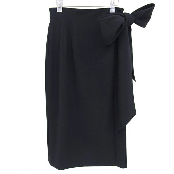 ◆美品◆ クリスチャンディオール CHRISTIAN DIOR ウール100% ラップ スカート レディース 黒 ブラック sizeM Y02847 【中古】