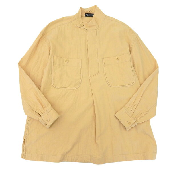 Rakuten - イッセイミヤケ ISSEY MIYAKE コットン ガーゼ地 ロングスリーブ プルオーバーシャツ メンズ オレンジ系 sizeM 1990 ヴィンテージ [Y03281]