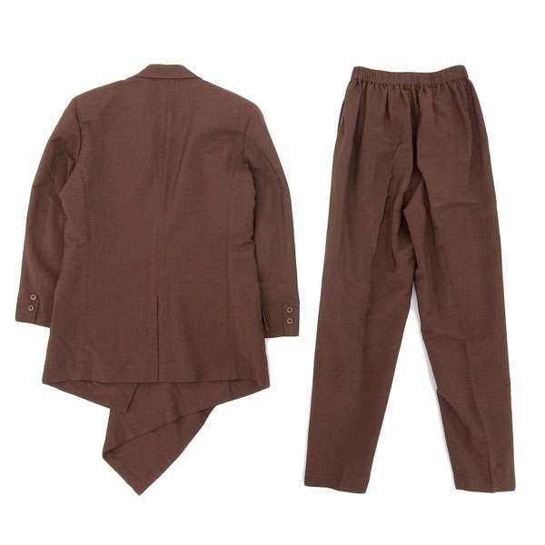 【中古】 美品 イッセイミヤケ ISSEY MIYAKE デザインセットアップ メンズ ブラウン sizeM/S ウール コットン 90’s JG31310 Y03394
