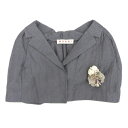 楽天スーパーセール 【中古】 美品 マルニ MARNI ケープ ジャケット レディース グレー 38 リネン コサージュ付き Y03410
