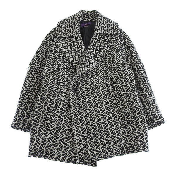 Rakuten - ワイズ タケシコウサカ Y's 厚手 ツイードコート カシミヤ昆 レディース 黒 白 size1 yf-c43-121 [Y01233]