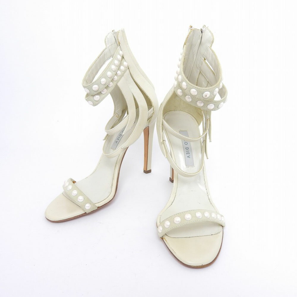 樂天商城 - GIO DIEV スエード バックジップ サンダル 白 size35 [M02671] 【中古】