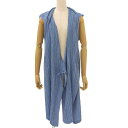 【中古】 ◆美品◆ イッセイミヤケ ISSEY MIYAKE A POC セパレート 総プリーツ ロングベスト レディース ブルー系 size2 IM11FH2...