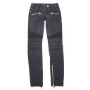 【中古】 未使用 バルマン BALMAIN バイカー ブラック パンツ size34 黒 レディース 295094
