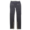 【中古】 超美品 バルマン BALMAIN バイカー ブラック パンツ size34 黒 レディース 295096