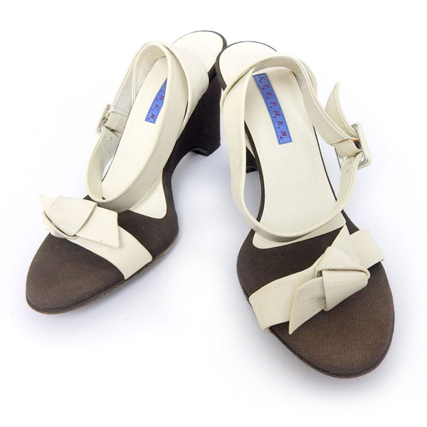 Shoes - ステファン レザー キャンバス ストラップサンダル 白 茶 size38.5 [M02784] 【中古】