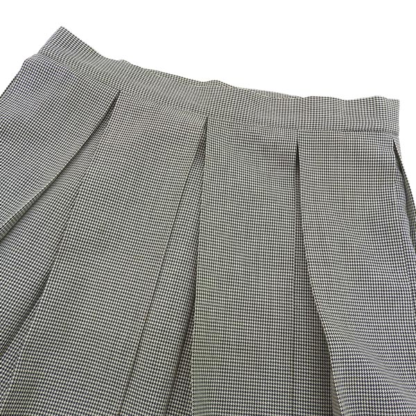 【中古】 ヨウジヤマモト Yohji Yamamoto 千鳥格子 レザー ドッキング プリーツ スカート レディース 黒 白 size1 2003AW [Y03040]