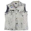 【中古】 サンローランパリ SAINT LAURENT スタッズ ダメージ デニム ベスト トップス エディ期 メンズ ライトブルー sizeL 2016ss ...