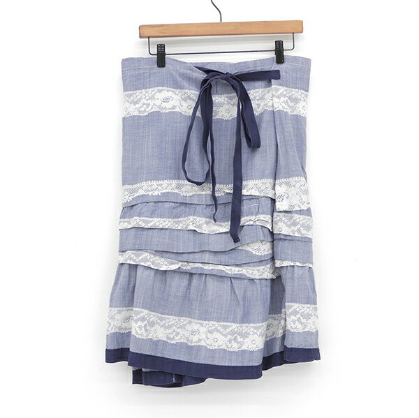 美品 tricot COMME des GARCONS トリコ コムデギャルソン AD2016 TS-S014 レーヨン コットン 2017SS ランウェイ着 藍染 ラップ ティアード スカート レディース ネイビー インディゴ IG00555 【中古】