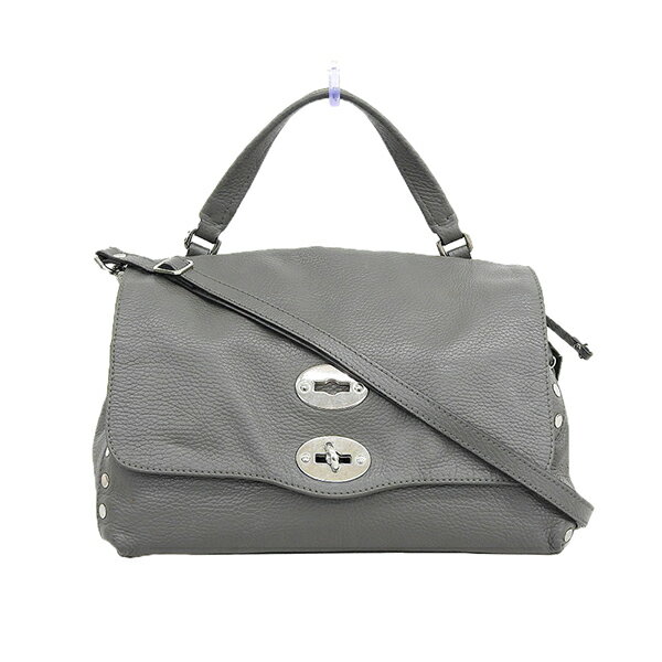 ZANELLATO ザネラート POSTINA ポスティーナ 袋付 レザー 2WAY ショルダーバッグ 斜め掛け ハンドバッグ レディース グレー YB0017 【中古】