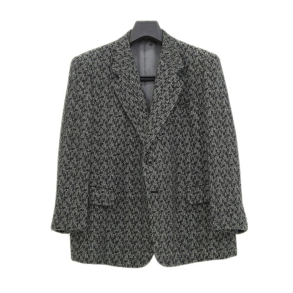 Tailored Jacket - LANVIN ランバン レトロ ISETAN ORDER MADE ウール 織柄 二つボタン テーラード ジャケット メンズ ブラック ネーム刺繍あり YB0082 【中古】