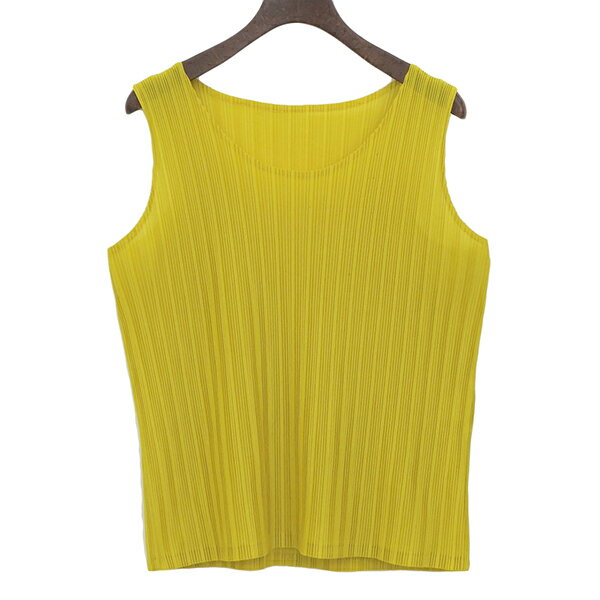 Rakuten - PLEATS PLEASE プリーツプリーズ PP43-FK322 サイズ3 ストレッチ生地 ノースリーブ ブラウス トップス レディース イエロー ECO0027 【中古】