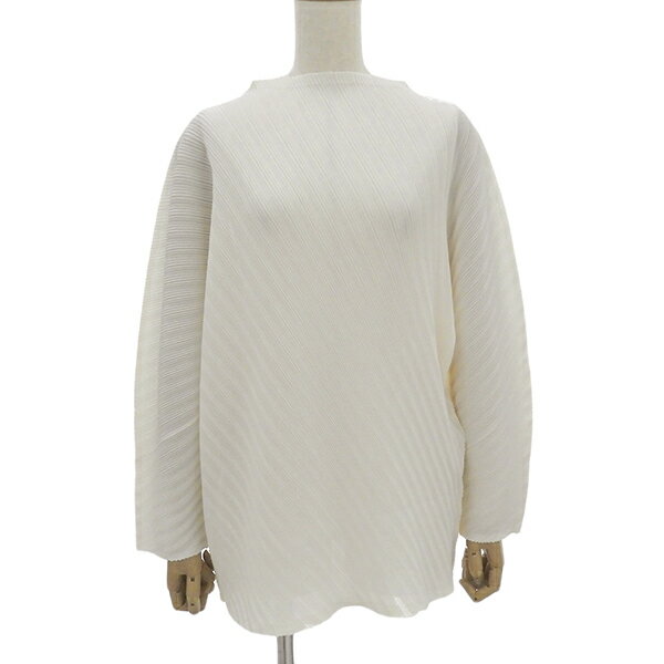 Rakuten - 美品 PLEATS PLEASE プリーツプリーズ PP83-FK334 サイズ3 斜めプリーツ 長袖 カットソー トップス レディース ホワイト ECO0077 【中古】