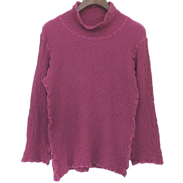Rakuten - me ISSEY MIYAKE ミー イッセイ ミヤケ STRETCH PLEATS ストレッチプリーツ MI24FJ762 コットン 長袖 カットソー トップス レディース パープル ECO0081 【中古】