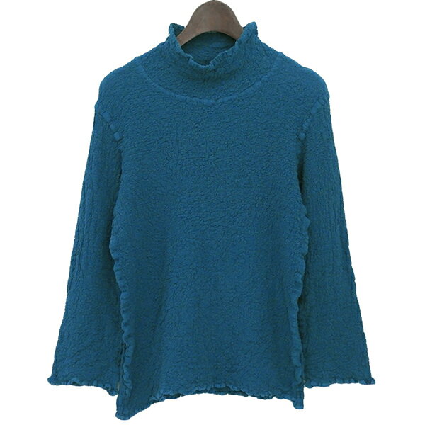 Rakuten - me ISSEY MIYAKE ミー イッセイ ミヤケ STRETCH PLEATS ストレッチプリーツ MI24FJ762 コットン 長袖 カットソー トップス レディース ブルー ECO0082 【中古】
