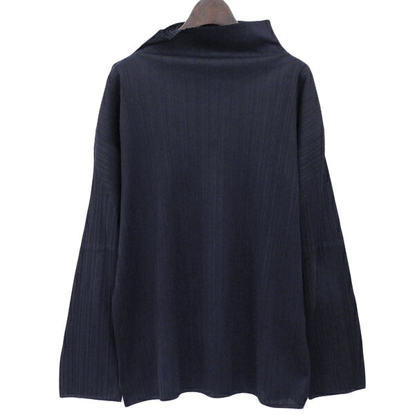 樂天商城 - PLEATS PLEASE プリーツプリーズ PP04-JK604 サイズ3 プリーツ ハイネック 長袖 トップス レディース ネイビー ECO0087 【中古】