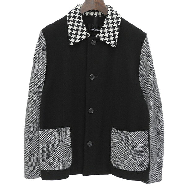 乐天商城 - COMME des GARCONS コムデギャルソン TB-040340 ウール チェック柄 ジャケット レディース ブラック オフホワイト ECO0088 【中古】