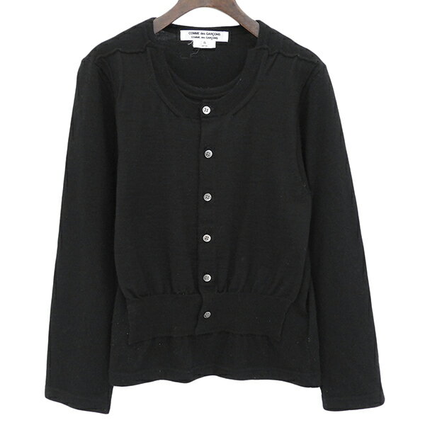 樂天商城 - COMME des GARCONS コムデギャルソン 2010AWコレクション RF-T022 サイズS ウール レイヤードライク カーディガン風 変形ニット 長袖 ニット プルオーバー トップス レディース ブラック ECO0089 【中古】