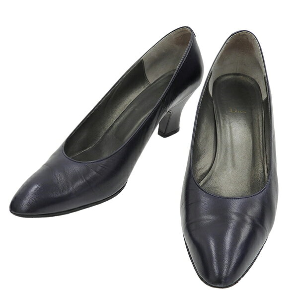 Rakuten - Dior ディオール 531560 サイズ6 箱付 レザー ヒール パンプス レディース ネイビー ECO0092 【中古】