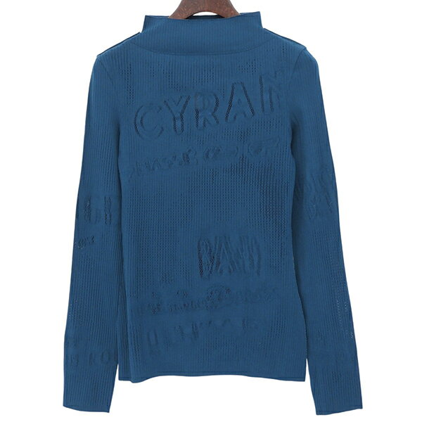 Jean-Paul GAULTIER ジャンポールゴルチェ archive サイズ40 シースルー 透け編み トップス ハイネック 長袖 カットソー レディース ブルー系 ECO0095 
