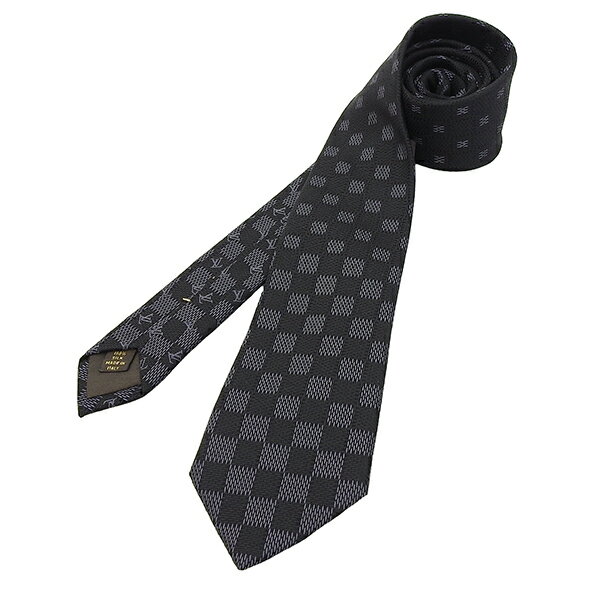 樂天商城 - 美品 LOUIS VUITTON ルイヴィトン ダミエ シルク ロゴ ネクタイ メンズ グレー ECO0112 【中古】