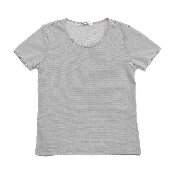 乐天商城 - 美品 PLEATS PLEASE ISSEY MIYAKE プリーツプリーズ イッセイミヤケ PP07-JR132 サイズ3 シアー Uネック 半袖 Tシャツ トップス レディース ライトグレー ECO0125 【中古】