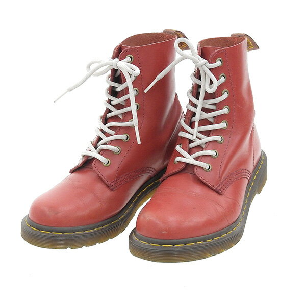 乐天商城 - Dr.Martens ドクターマーチン 1460 8ホール UK5 約24.0cm レザー レースアップ ワークブーツ ユニセックス レッド 赤 ECO0164 【中古】