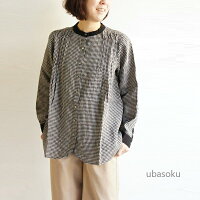 ubasokuウバソクリネン麻逆ピンタックギンガムチェックブラウスプルオーバーub1025レディーファッション服大人のナチュラルゆったり大人コーデきれいめシンプルカジュアル30代40代50代60代大きい大人大人女子大人フェミニンladiestops大人服のポイント対象リンク