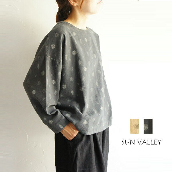 SUNVALLEY 선 밸리 코튼 면 평직 기모 총 무늬 크루넥 풀오버 SK8145180 sunvalley 여성 패션 옷 어른 귀여운 어른 여자