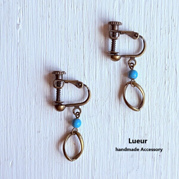 Lueur リュール ターコイズ イヤリング ハンドメイド 作家 N86 アクセサリー made in japan レディースファッション 大人 ナチュラル 大人コーデ きれいめ シンプル カジュアル ジュエリー 30代 40代 50代 60代 大人の フェミニン ladies レディース fashion アクセ