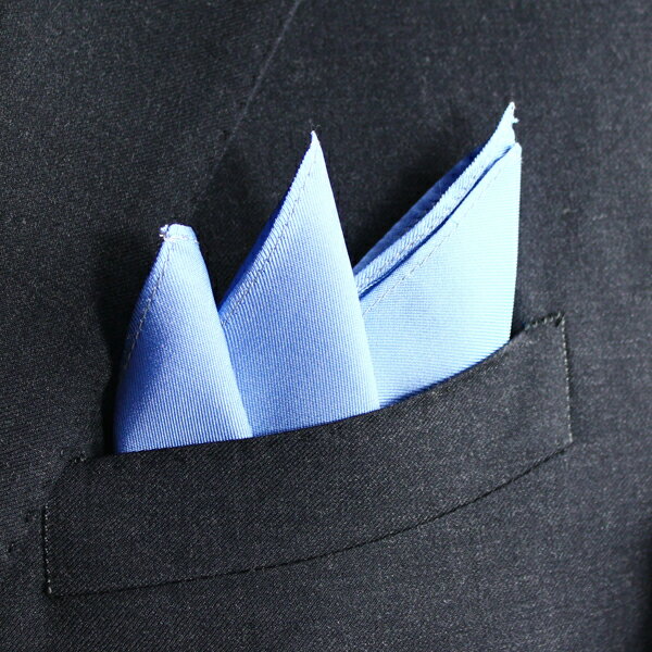 【ポケットチーフ】 無地 サックス FAIRFAX [フェアファクス] シルク100%