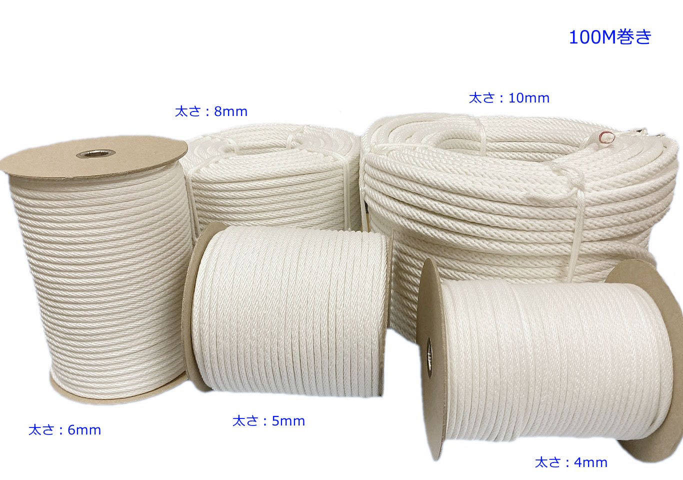 大成製作所 金剛打ポリエステル 太さ: 4mm / 5mm / 6mm / 8mm / 10mm 長さ: 50M / 100M / 300M