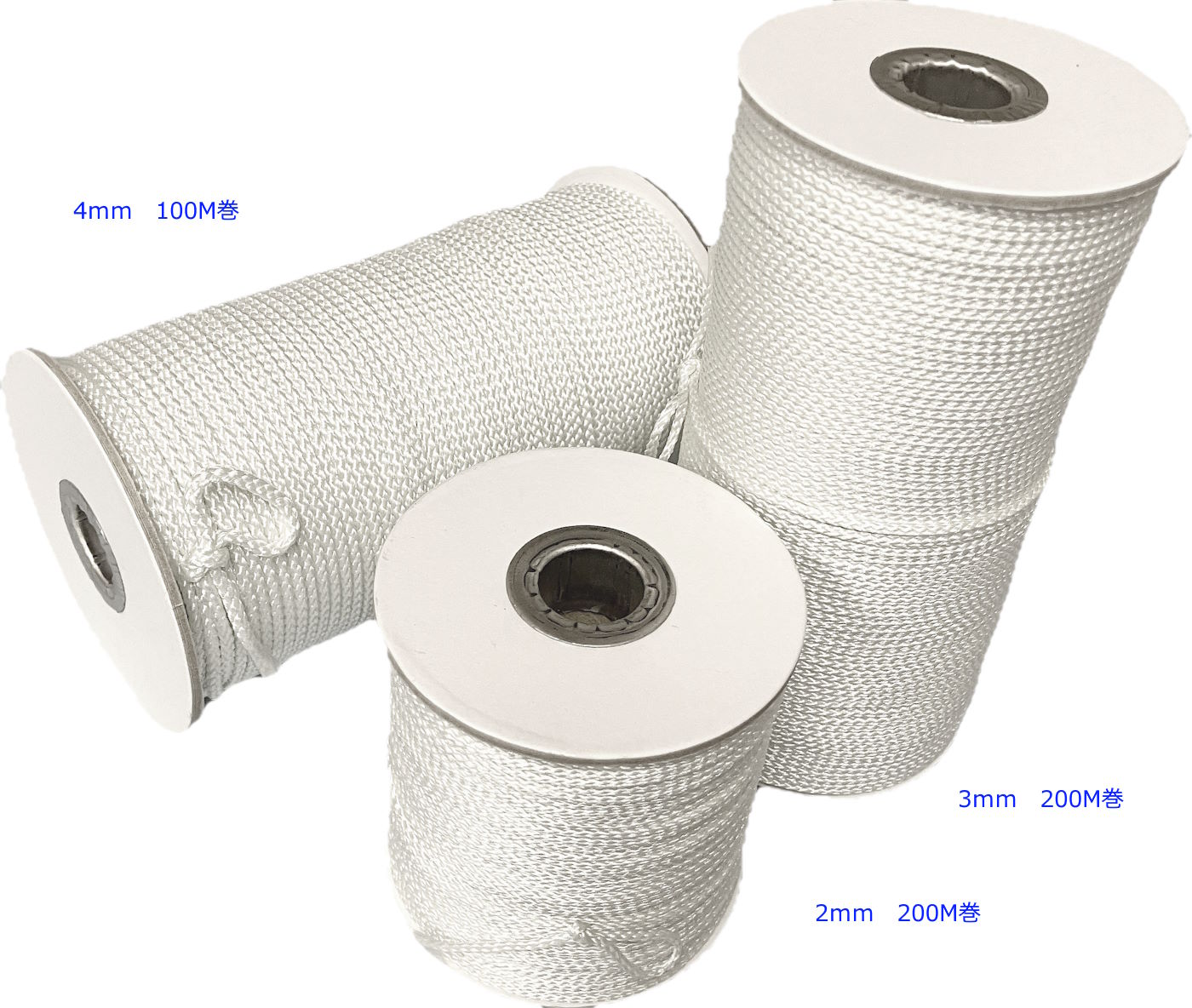 大成製作所 8打ち ガラス紐 (不燃紐) ボビン巻き 　太さ: 2mm / 3mm / 4mm 　長さ: 100M / 200M