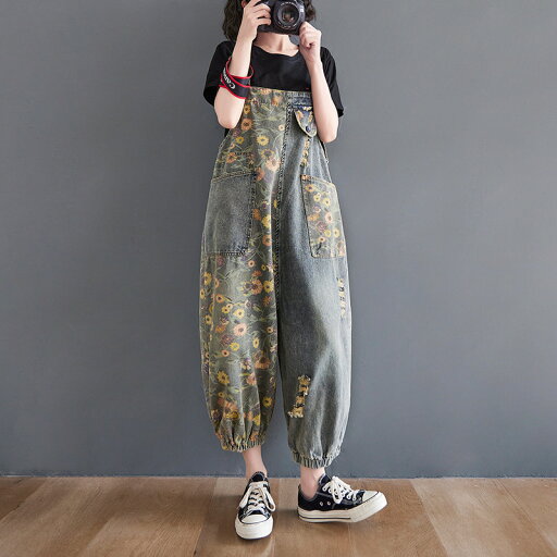 デニムサロペットパンツ 花柄 体型カバー サロペット オールインワン サロペット 春 夏 秋 デニム レディース オーバーオール ワイド ロング ゆったり カジュアル 大人 パンツ サロペット きれいめ デニムサロペットパンツ 花柄 体型カバー サロペット オールインワン サロペット 春 夏 秋 デニム レディース オーバーオール ワイド ロング ゆったり カジュアル 大人 パンツ サロペット きれいめ