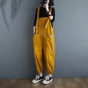 大人可愛いサロペット 2color 黒 イエロー サロペット デニム風 サロペット オールインワン サロペット サルエルパンツ デニム レディース オーバーオール ワイド ロング ゆったり カジュアル 可愛い きれいめ(4)